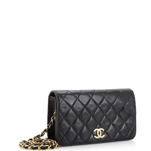 Chanel Vintage Full Flap Bag Quilted Lambskin Mini Black - Picture 3 of 10